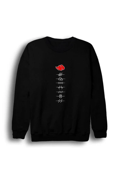 fame-stoned  Erkek Kırmızı Naruto Baskılı Bisiklet Yaka Sweatshirt - 2