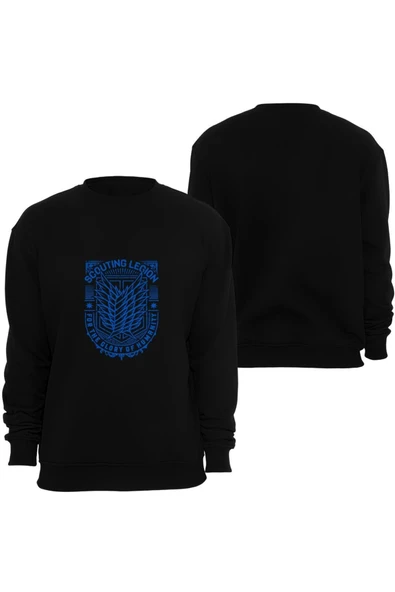 fame-stoned  Attack On Titan Anime Baskılı Bisiklet Yaka Sweatshirt ürün görseli