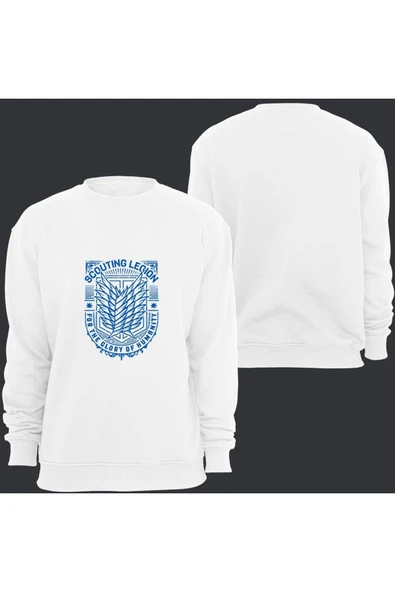fame-stoned  Attack On Titan Anime Baskılı Bisiklet Yaka Sweatshirt - 3
