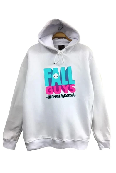 fame-stoned  Fall Guys Oyun Baskılı Kapüşonlu Sweatshirt