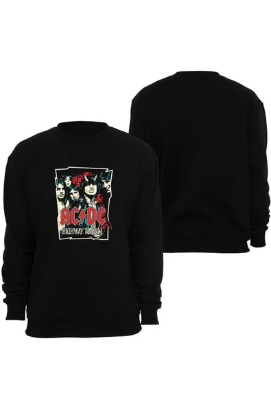 fame-stoned  Acdc Baskılı Unisex Bisiklet Yaka Sweatshirt ürün görseli