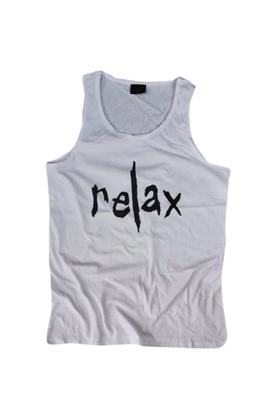 fame-stoned Erkek Beyaz Relax Baskılı Sıfır Kol T-shirt ürün görseli