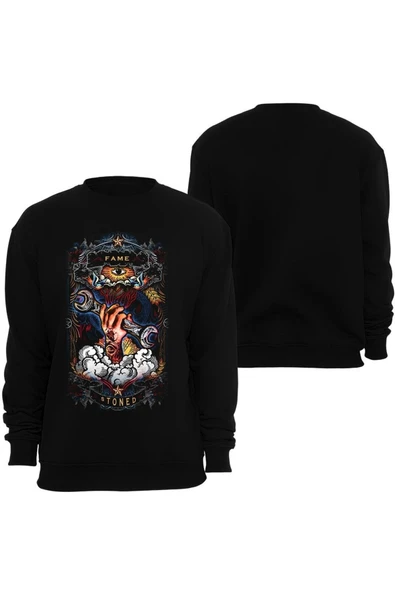 fame-stoned  Fame Stoned Özel Tasarım Baskılı Unisex Bisiklet Yaka Sweatshirt ürün görseli