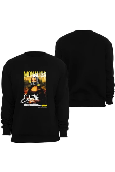 fame-stoned  Leonardo Da Vinci - Mona Lisa Baskılı Unisex Bisiklet Yaka Sweatshirt