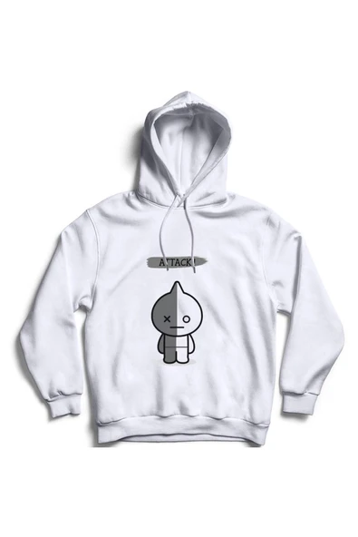 fame-stoned  Unisex Beyaz Baskılı Kapüşonlu Sweatshirt