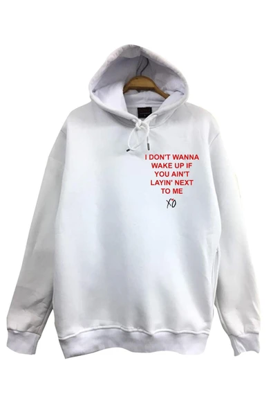 fame-stoned  The Weekend Wasted Times Baskılı Kapüşonlu Unisex Beyaz %100 Pamuk Sweatshirt ürün görseli