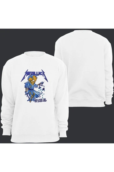fame-stoned  Metallica Baskılı Unisex Bisiklet Yaka Sweatshirt