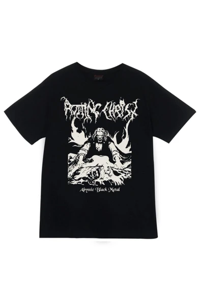 fame-stoned Rotting Christ Baskılı Unisex %100 Pamuk Siyah T-shirt ürün görseli