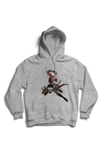 fame-stoned  Unisex Attack On Titan Captain Levi Baskılı Kapüşonlu Sweatshirt