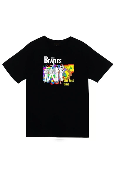 fame-stoned  The Beatles Baskılı Unisex %100 Pamuk Siyah T-shirt ürün görseli