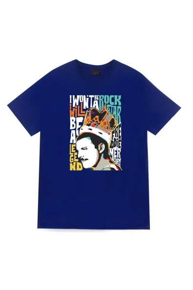 fame-stoned  Queen Baskılı Unisex %100 Pamuk Lacivert T-shirt ürün görseli