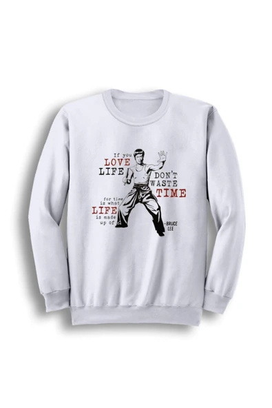 fame-stoned  Bruce Lee Baskılı Bisiklet Yaka Sweatshirt ürün görseli