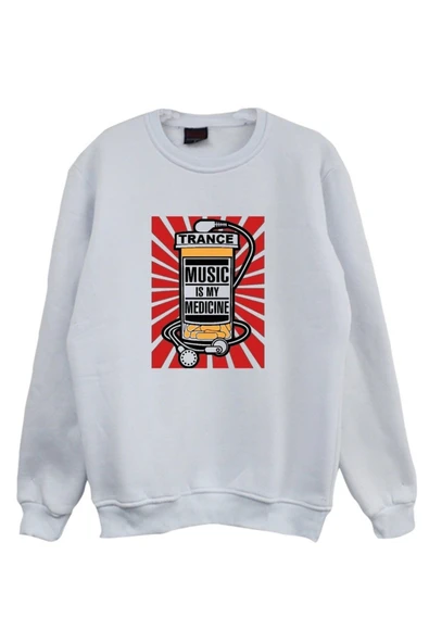 fame-stoned Unisex Beyaz Trance Müzik Sweatshirt ürün görseli 1