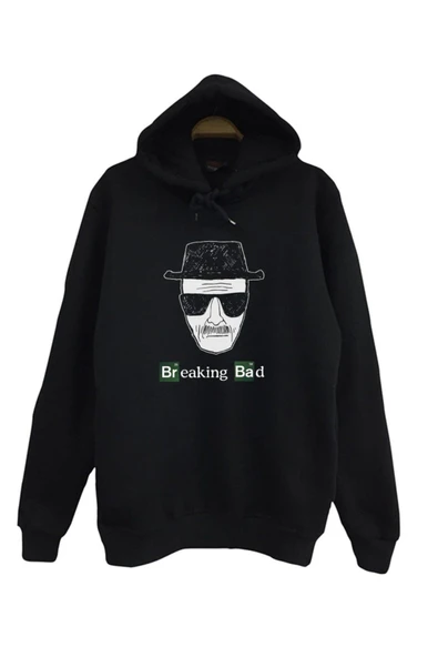 fame-stoned  Breaking Bad Baskılı Unisex %100 Pamuk Siyah Sweatshirt ürün görseli