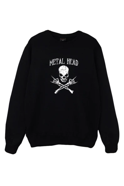 fame-stoned  Metal Head Baskılı Sweatshirt