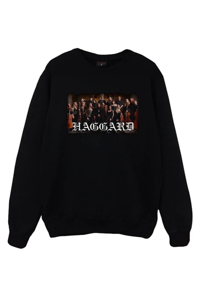 fame-stoned Haggard Baskılı Unisex %100 Pamuk Siyah Bisiklet Yaka Sweatshirt ürün görseli
