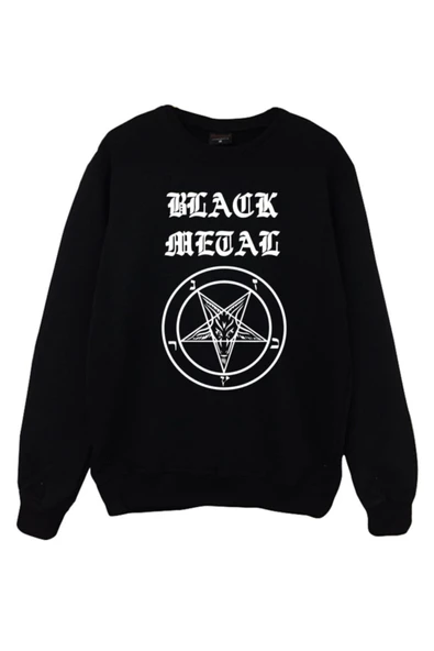 fame-stoned  Pentagram Black Metal Baskılı Sweatshirt