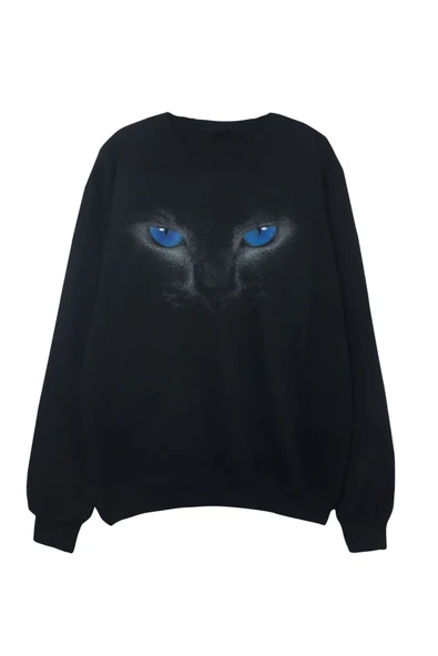 fame-stoned  Kedi Baskılı Sweatshirt