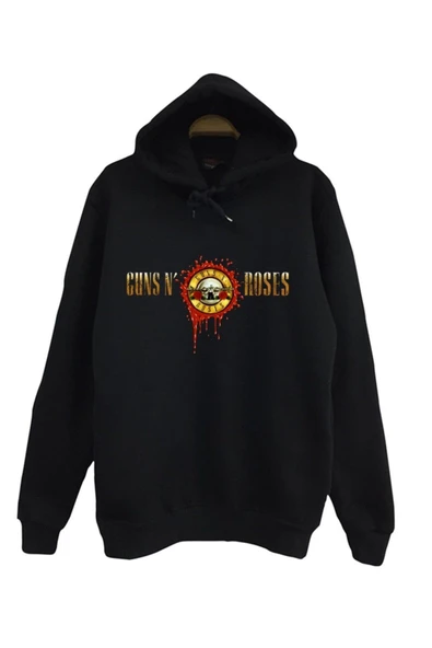 fame-stoned  Guns N Roses Baskılı Kapüşonlu Sweatshirt