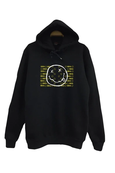 fame-stoned  Nirvana-kurt Cobain Baskılı Kapüşonlu Sweatshirt