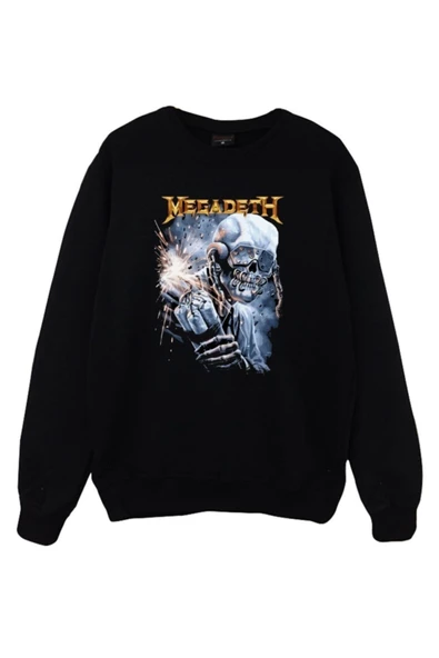 fame-stoned Unisex Siyah Megadeth Baskılı Sweatshirt ürün görseli