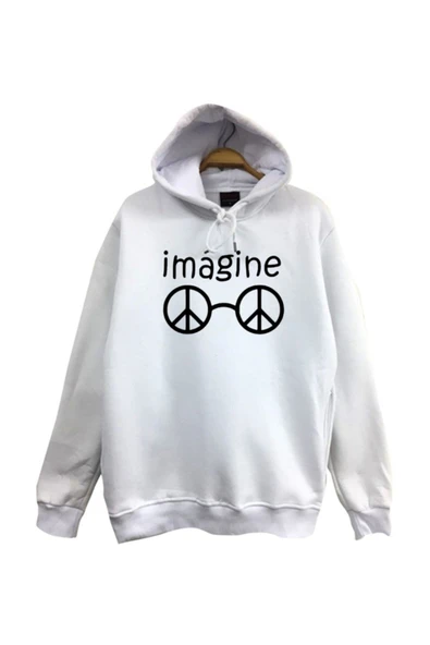 fame-stoned  John Lennon Baskılı Kapüşonlu Sweatshirt