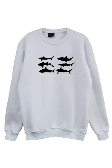 fame-stoned  Köpek Balığı Shark Baskılı Sweatshirt