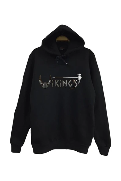 fame-stoned  Vikings Baskılı Kapüşonlu Sweatshirt ürün görseli