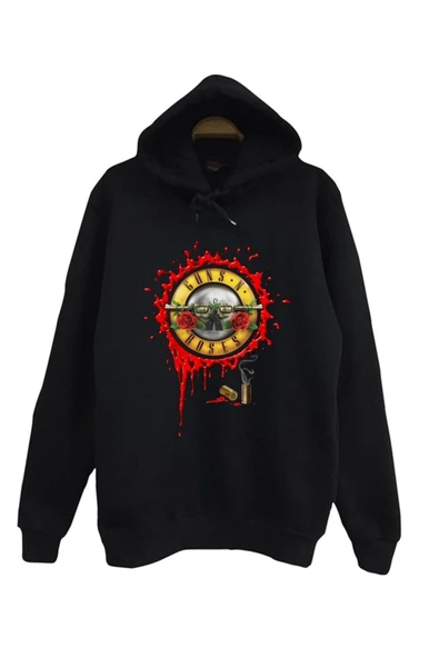 fame-stoned  Guns N Roses Baskılı Kapüşonlu Sweatshirt