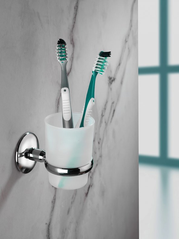 SAS Krom Kaplama Diş Fırçalık Mat Plastik Hazneli S-104 ürün görseli