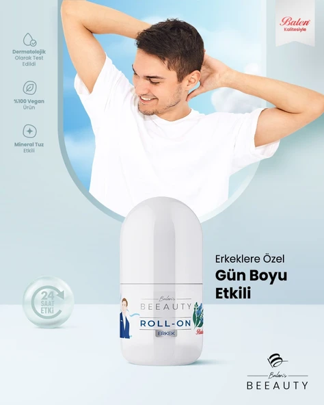 BALEN’S BEEAUTY ERKEK MINERAL SALT DEODORANT ROLL-ON * 50 ML - Resim 2