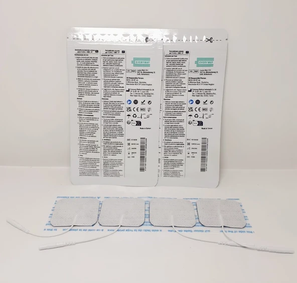 EVERYWAY Tens Elektrod Pedi 5x5 cm Kablolu 4lü Paket 2 Adet