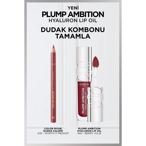 L'Oréal Paris Plump Ambition Hyaluron Lip Oil Besleyici ve Nemlendirici Dudak Parlatıcısı - 490 Berry Jolie - 9