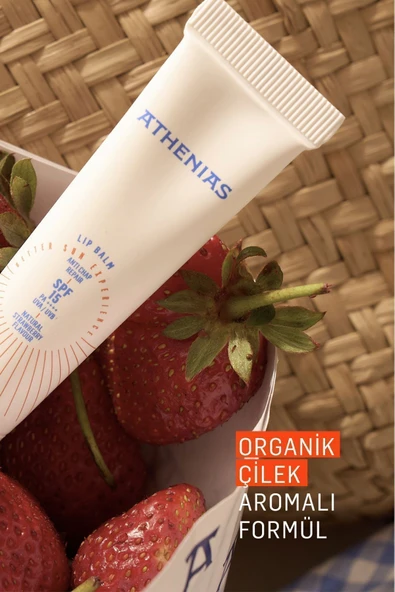 ATHENİAS Lip Balm Anti Chap 15 gr Spf15 Organik Çilek Aromalı Dudak Bakımı Çatlak Karşıtı - 4