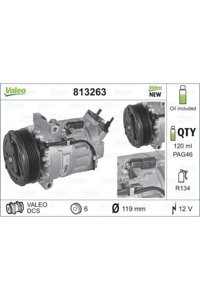 Valeo 813263  Kompresör Mégane3.scénıc3 2.0 16v 140 Hp Uyumlu ürün görseli 1