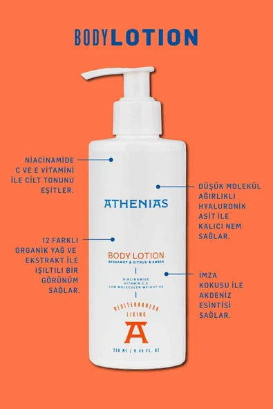 ATHENİAS Niacinamide, E Ve C Vitamini İçeren Vücut Losyonu 250 ml Uzun Süre Nem Cilt Tonu Eşitleyici - 4