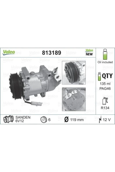 Valeo 813189 Kompresör Cıtroen Berlıngo Xsara Uyumlu ürün görseli 1