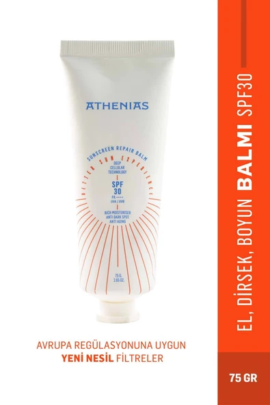 ATHENİAS Sunscreen Repair Balm 75 G Spf30 Kuruluk Karşıtı Nemlendiricili El Boyun Dirsek Vücut Balmı