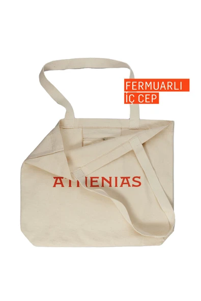 ATHENİAS Kanvas Kumaş Çanta Plaj ve Çok Amaçlı - 3