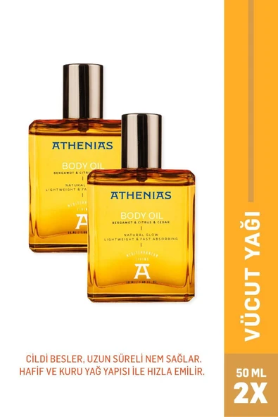 ATHENİAS 2!li Athenias Yüz Ve Vücut Yağı 50 ml 21 Çeşit Organik Yağ Ve Ekstrakt Nemlendirici Doğal Parlaklık