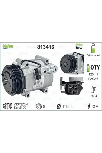 Valeo 813416 Kompresor Ford Fıesta Vı . Van 2008- ürün görseli 1