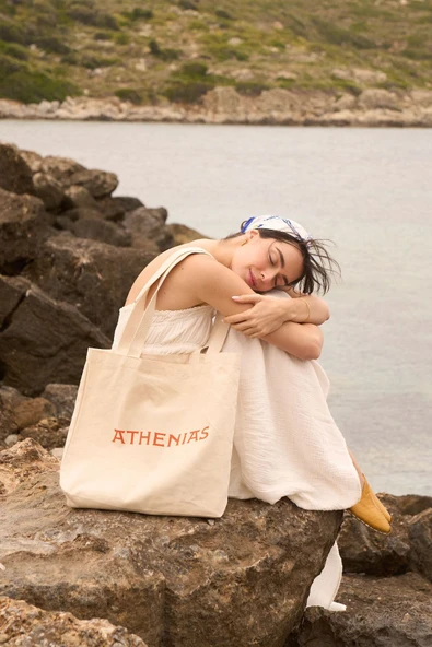 ATHENİAS Kanvas Kumaş Çanta Plaj ve Çok Amaçlı - 4