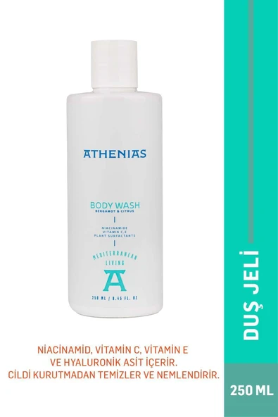 ATHENİAS Niacinamide, E Ve C Vitamini İçeren Duş Jeli 250 ml SLS İçermeyen Nemlendirici SPA Keyfi