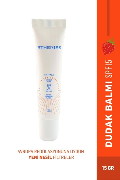 ATHENİAS Lip Balm Anti Chap 15 gr Spf15 Organik Çilek Aromalı Dudak Bakımı Çatlak Karşıtı