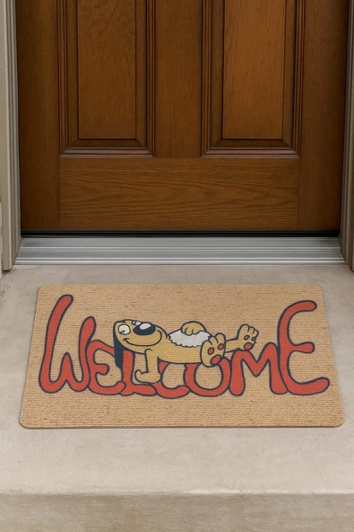 Esnature Sevimli Tembel Köpek Kahverengi Kapı Önü Paspası 45x70 Cm - 2