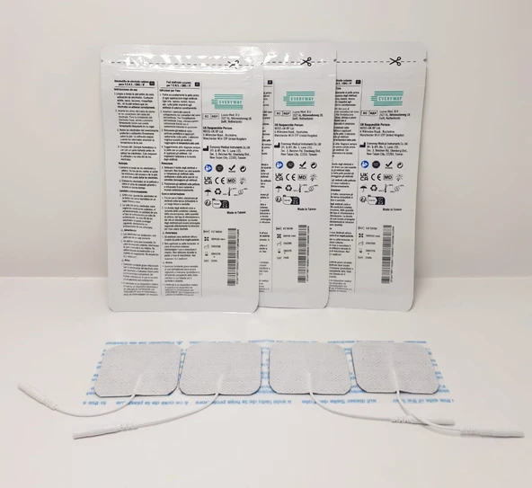 EVERYWAY Tens Elektrod Pedi 5x5 cm Kablolu 4lü Paket 3 Adet