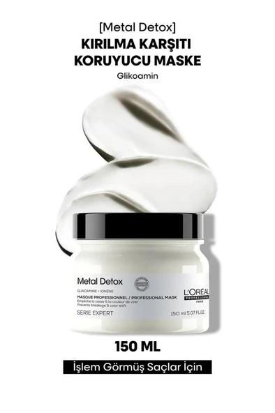 Loreal Professionnel Metal Detox İşlem Görmüş ve Yıpranmış Saçlar İçin Kırılma Karşıtı Koruyucu Maske 150 ml