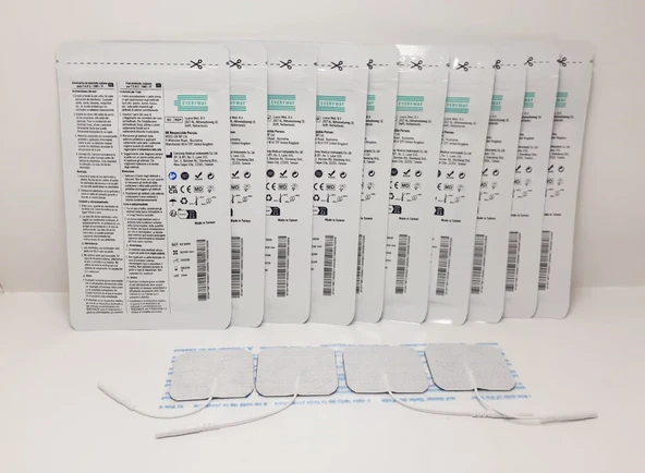 EVERYWAY Tens Elektrod Pedi 5x5 cm Kablolu 4lü Paket 10 Adet