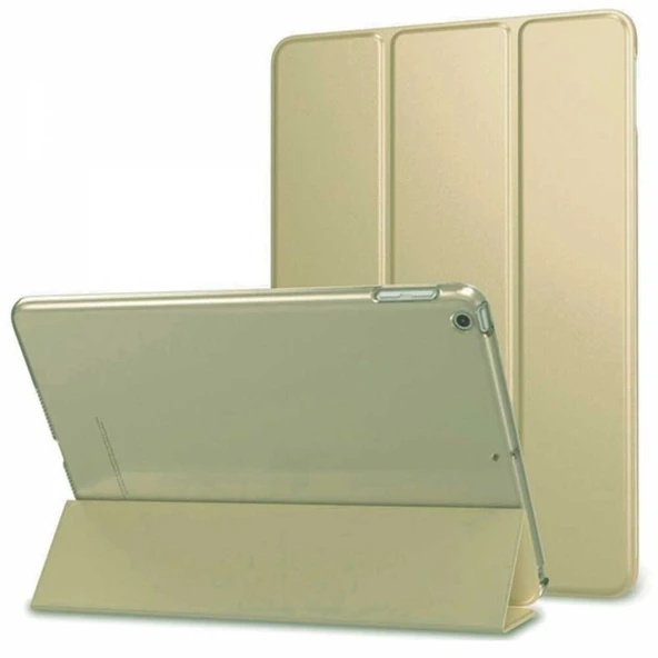 Apple iPad 5 ve 6 Nesil Uyumlu Smart Cover Tablet Kılıfı Ekran Koruyucu Kalem Set Gold - 3