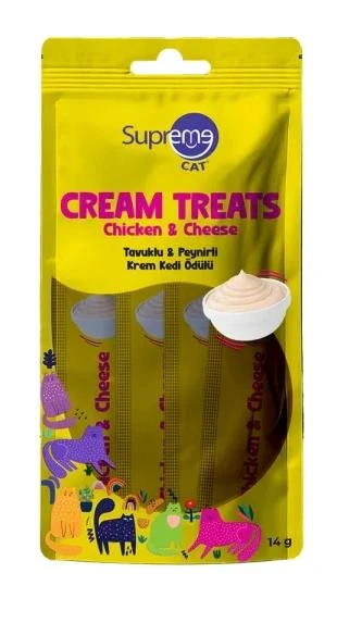Supreme Cat Tavuklu ve Peynirli Likit Kedi Ödül Maması 4x14 gr